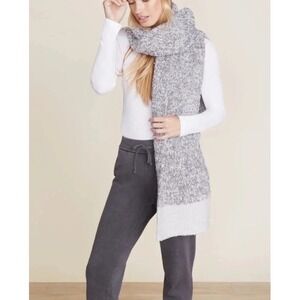 Barefoot Dreams Graphite Multi Cozy Chic Tipped Heathered Scarf New with Tags